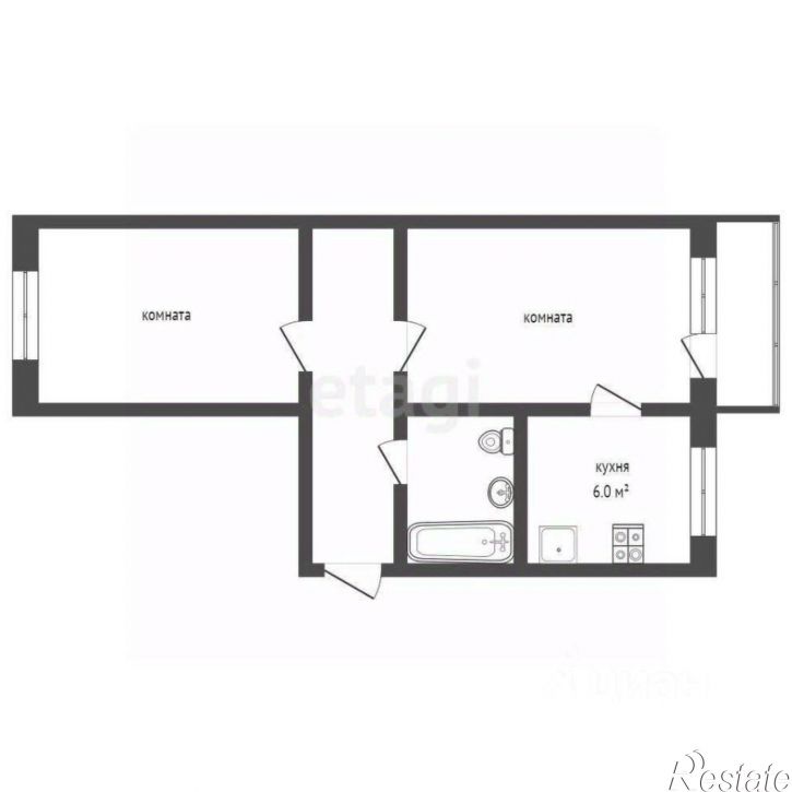 2-комн квартира улица Зои Космодемьянской, 24,  д. 24