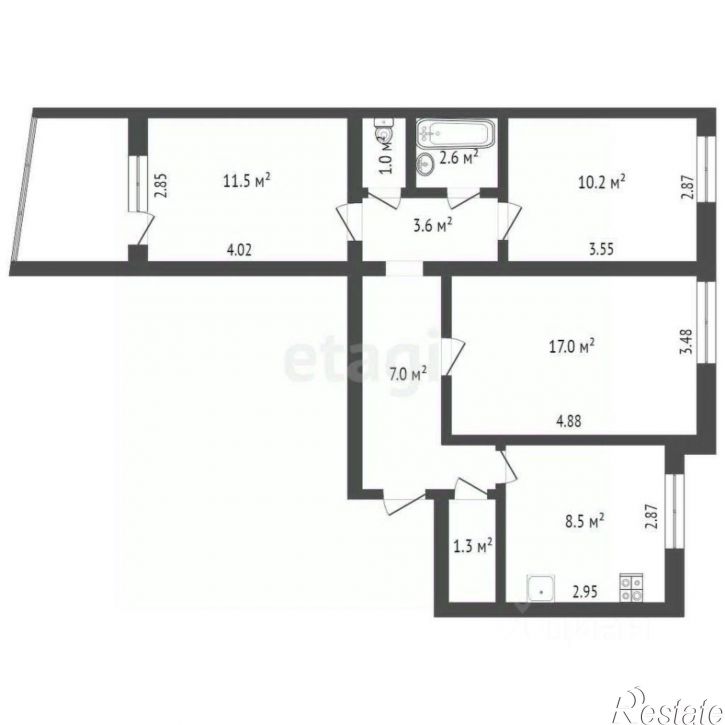 3-комн квартира улица Чехова, 355,  д. 355