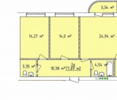 2-комн, 77кв м, этаж 1/4 ул Кленовая, 25
