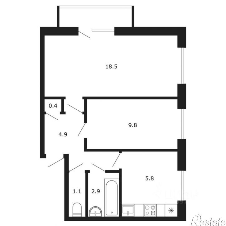 2-комн квартира ул Зои Космодемьянской, 26,  д. 26