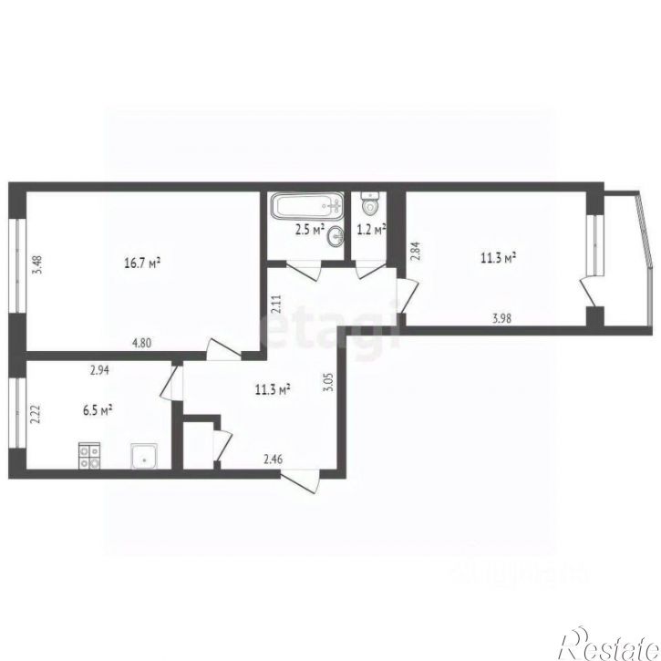 2-комн квартира ул Лизы Чайкиной, 38,  д. 38
